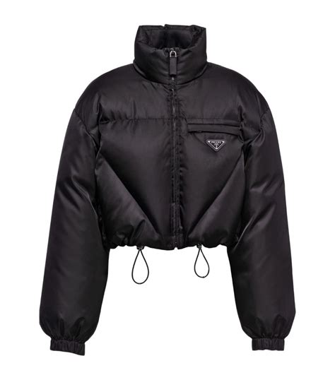 black cropped prada puffer|Prada puffer jacket for women.